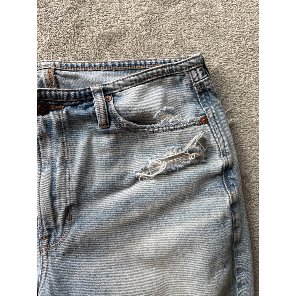 American Eagle Womens Denim Shorts 10 Light Blue Distressed Raw Hem Grunge 90s - Picture 3 of 15